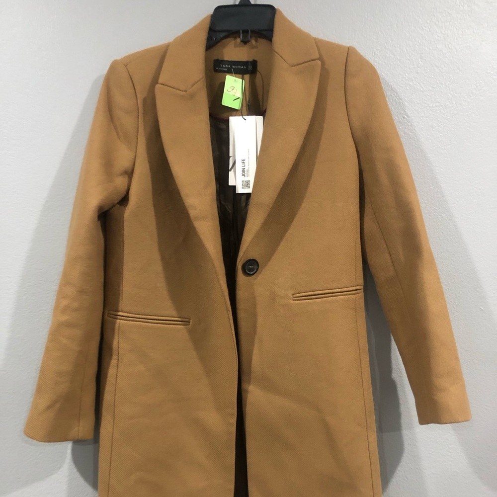 ZARA MANTECO WOOL CAMEL MASCULINE COAT
